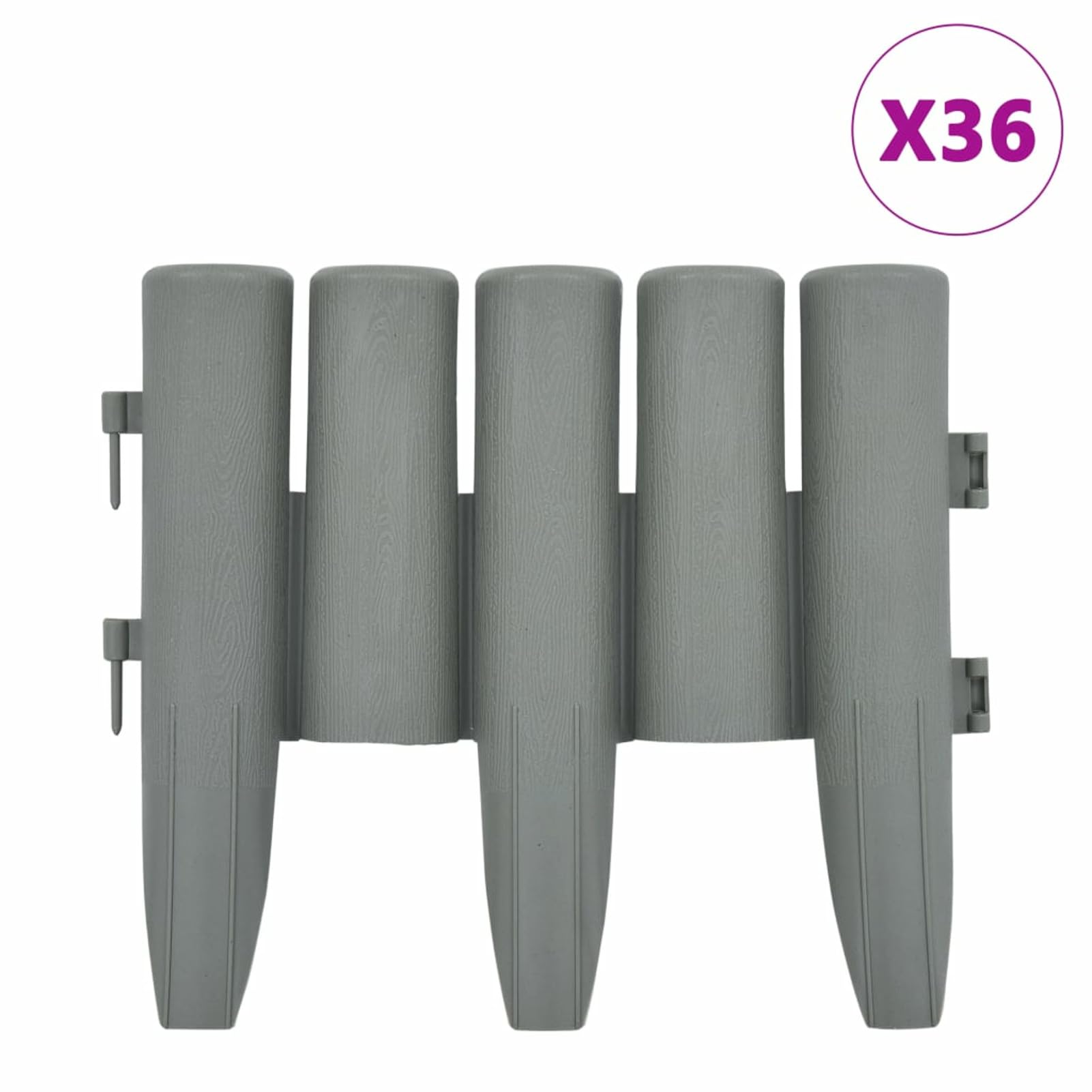 Gecheer Bordes de Jardín con Diseño de Troncos - 10m x 23,5cm, Material PP, Fácil Instalación