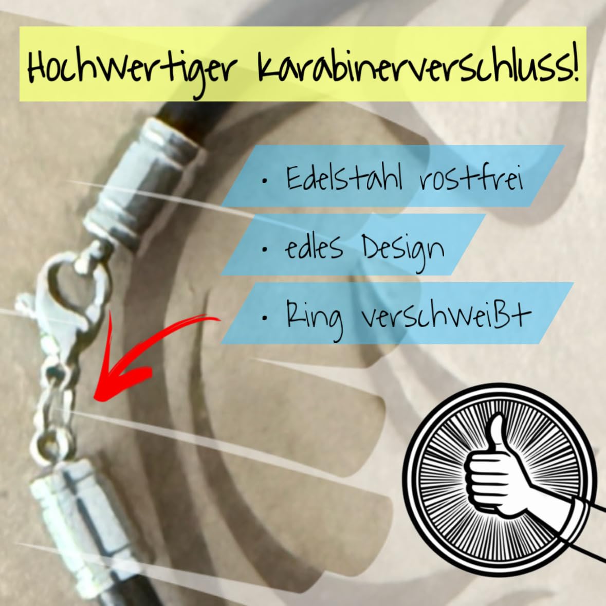 HANA LIMA Herrenhalskette Lederkette Damenkette Surferkette Edelstahl Halskette für Herren Damen Mann Frau Unisex Visby
