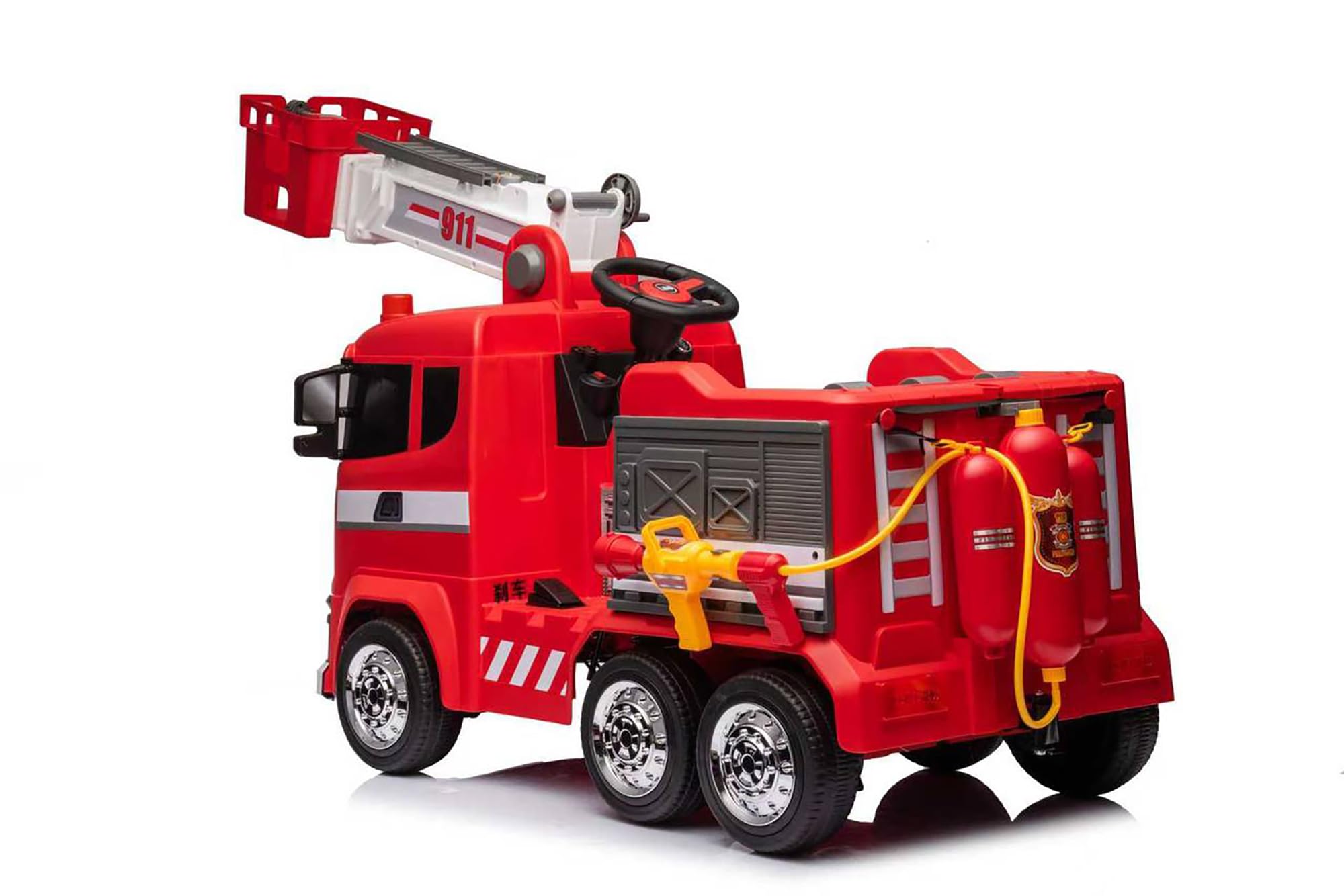 WITIT Camion Autocarro ELETTRICO dei Pompieri Pompiere Radiocomandato per Bambino Bambina Bambini XSDU-211 12V 10Ah Rosso 4 motori, bluetooth, USB, LED, telecomando, carico massimo 30 Kg