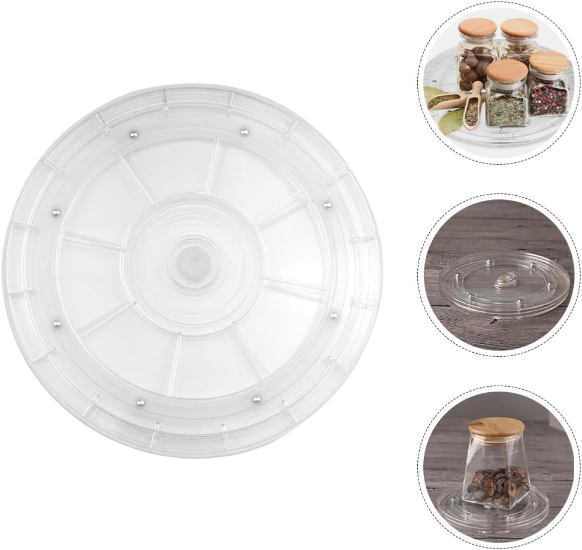 PRETYZOOM 2pcs 9-inch Acrylic Rotating Turntable Lazy Susan Kitchen Spice Holder Multi-Function Round Rotating Tray Organizer for Cabinet and Makeup Storage
