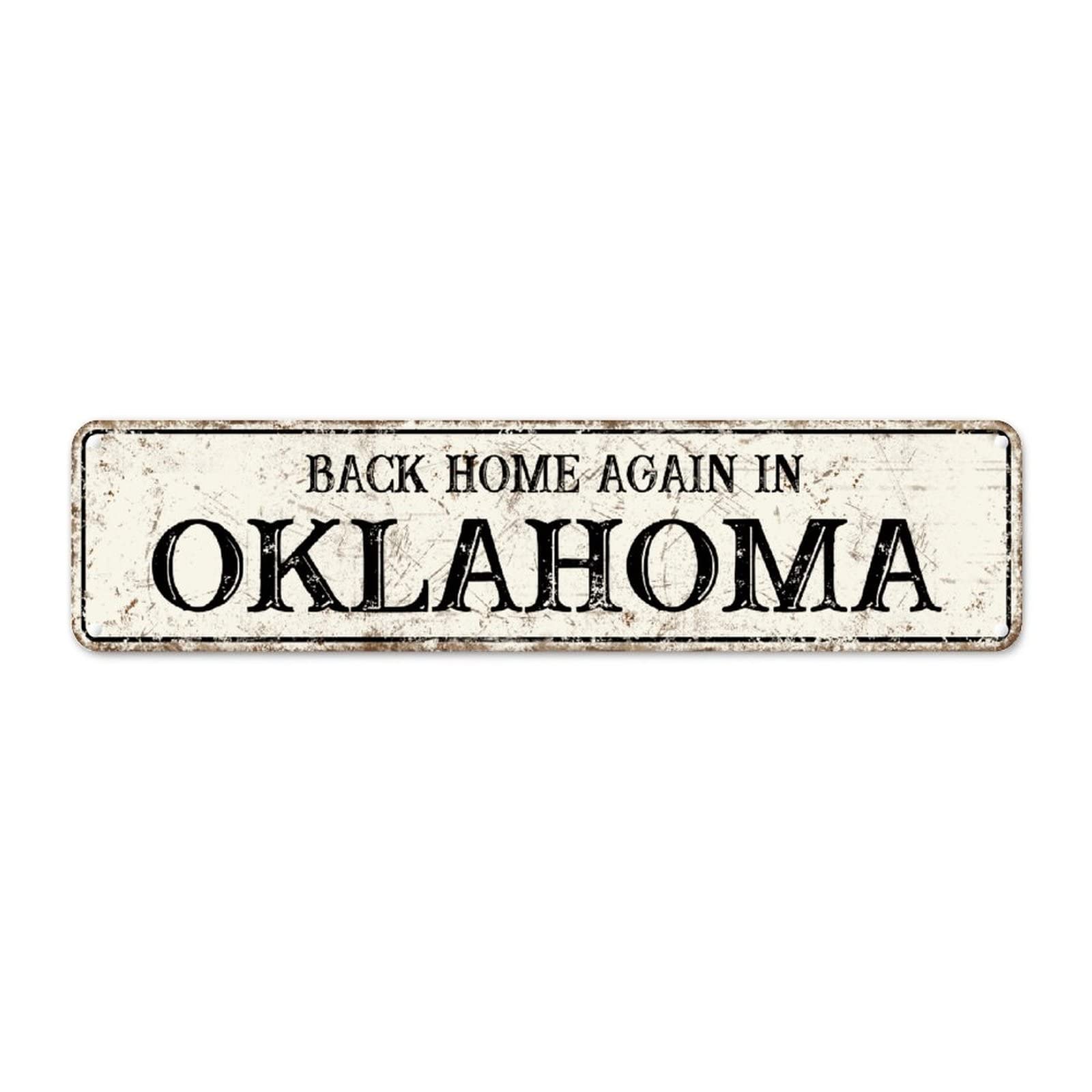 Plaque murale en métal Oklahoma vintage de 61x15,2 cm pour la décoration de maison