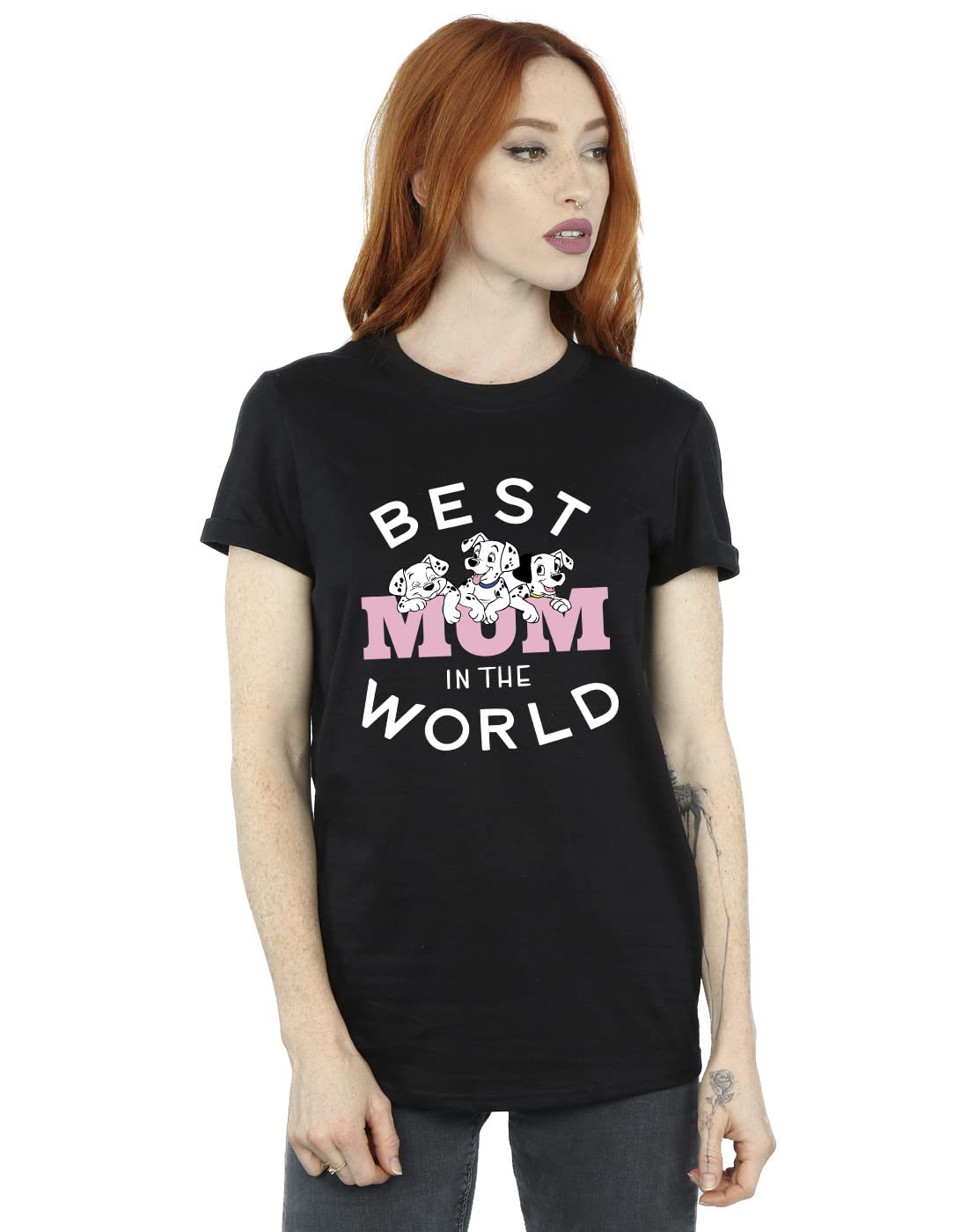 Absolute Cult Women's Black Disney 101 Dalmatians Best Mum In The World Boyfriend Fit T-Shirt Medium