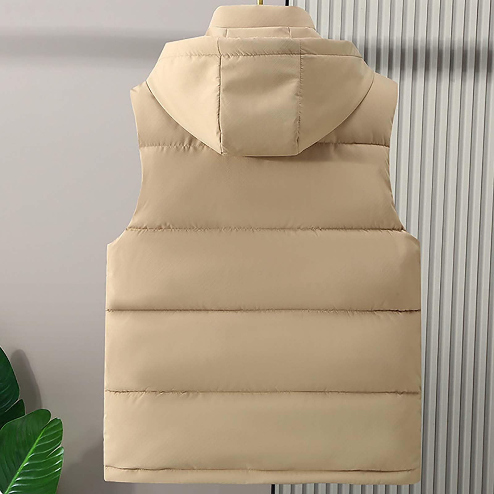 Chaleco con capucha para hombre, con forro polar, chaleco acolchado sin mangas para senderismo, viajes, golf, safari, deportes, calentador de cuerpo, chaleco con cuello alto, ropa deportiva casual