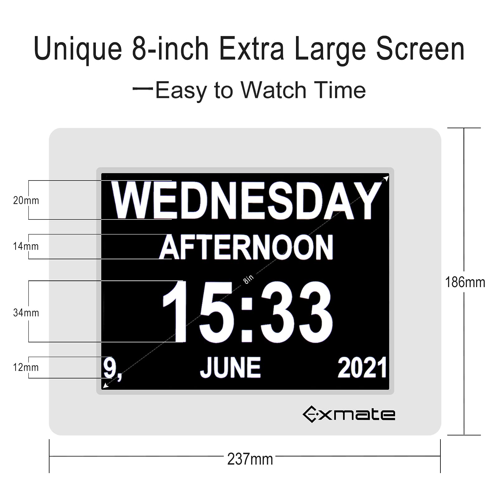 Orologio Digitale 7 Pollici Per Anziani - Display Grande Con Data E Allarmi