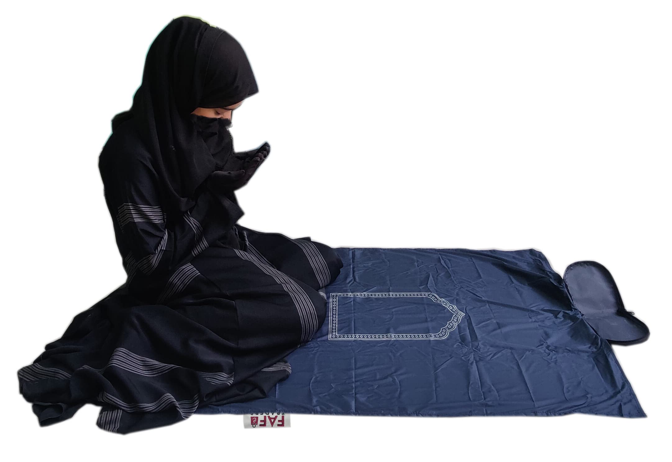 FAF e-TRADERS Attached Safri Travel Prayer Mat Water Proof Pocket Friendly Polyester (Navy Blue)-picture-16