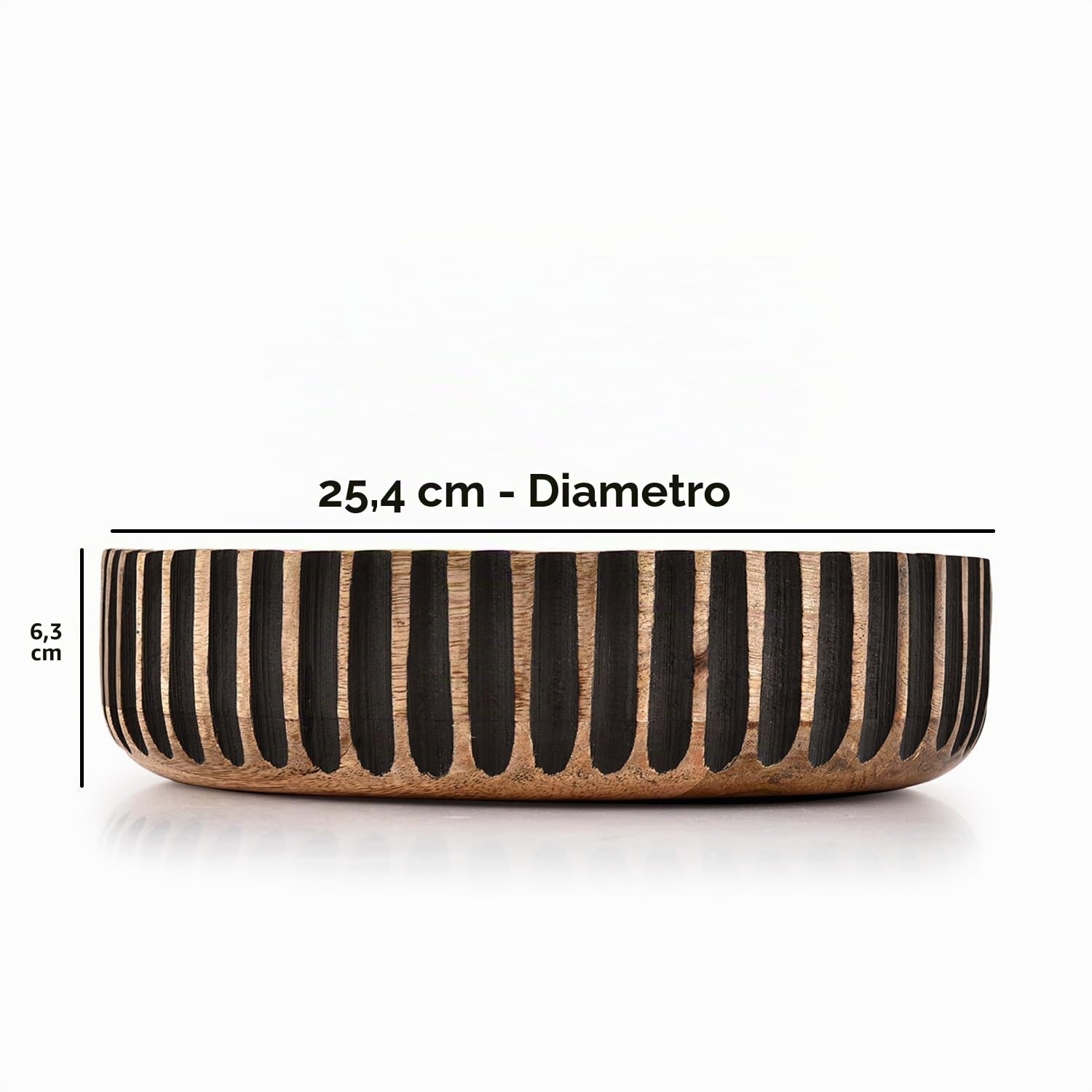 Porta frutta in legno di mango per piano di lavoro in cucina, porta frutta per decorazione in stile country, centrotavola (10 x 10 x 2,5 pollici / 25,4 x 25,4 x 6,3 cm)