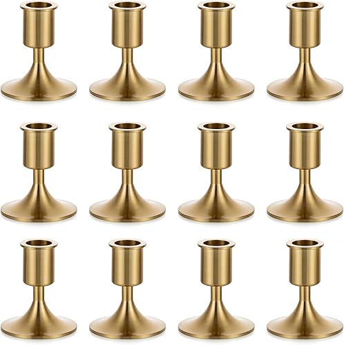 Miniatura 1 de Romadedi - Portavelas cónicos, portavelas dorados para centro de mesa, recepción de boda, decoración festiva de mantel de Navidad o decoración del