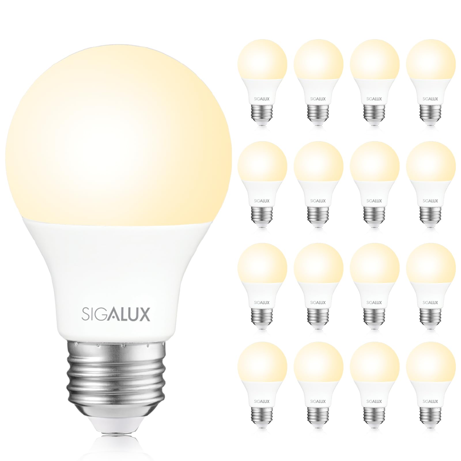 Sigalux EnergyPro High-Efficiency LED Light Bulbs 60 Watt Equivalent A19 Standard Base Non-Dimmable Efficient 5W 2700K Soft White