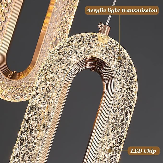 Image of Modern Style Glossy Crystal Oval Shape Fancy Led Pendant Lamp /Ceiling Light for Bedroom, Living Room, Restaurants, Dining, Coffee Shop, Office. Etc Home Decoration. (Pack of 1)
