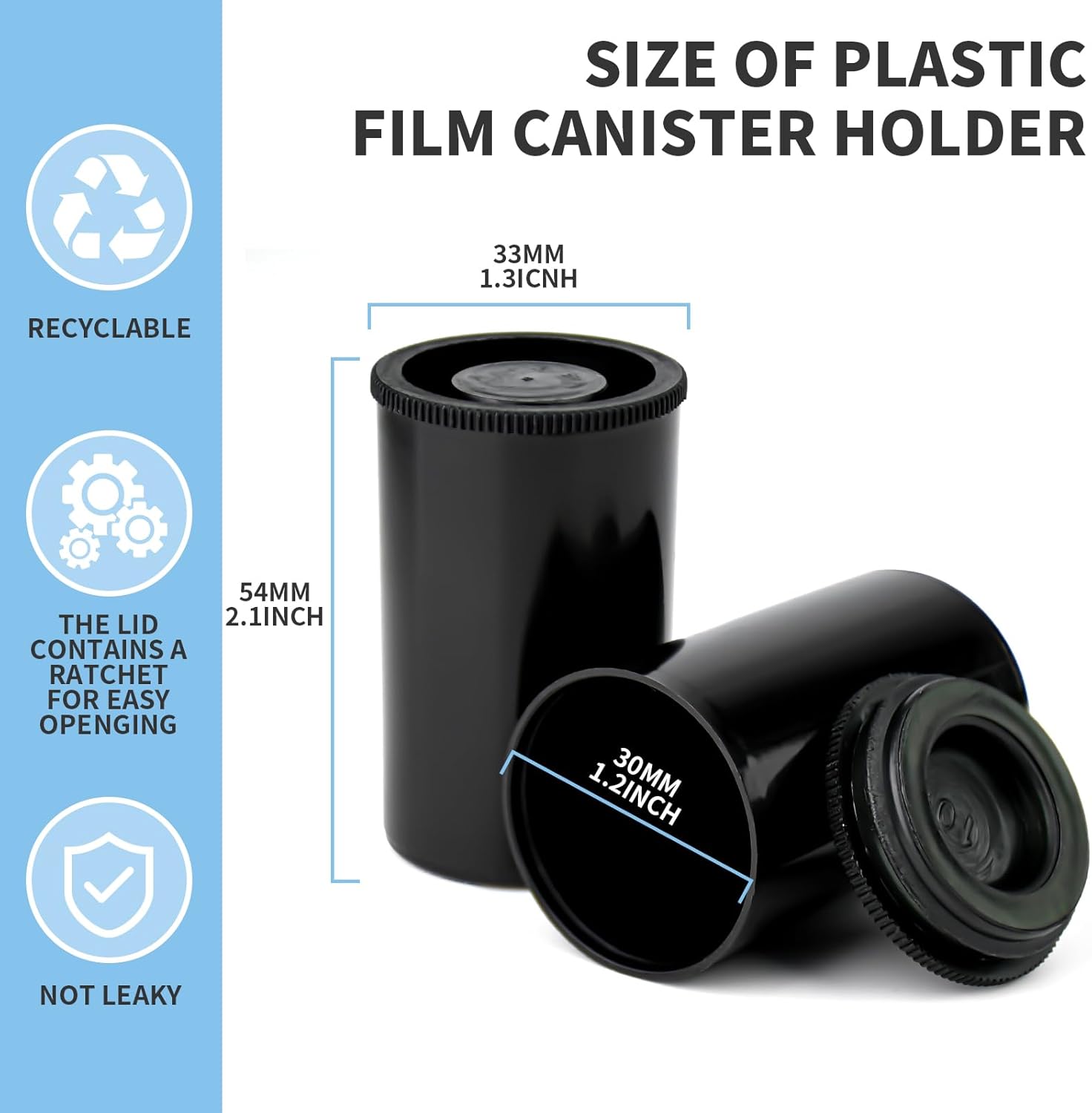 120 Pieces Film Canisters with Caps 35 mm Plastic Empty Camera Reel Storage Containers Case with Lids for Small Accessories Rockets Experiment Fish Hook Film Keys Coins Art Beads (Black)