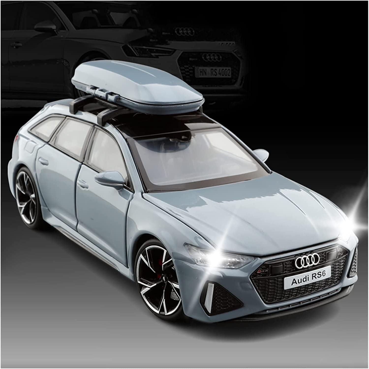 Bluebell RS 6 White Car Travel Version Model Car Simulation Sound and Light Pull Back Alloy Car Toy Car Boy Collection Decoration Gift Toy Vehicle with Light and Sound Pull Back Toy Car for Kids.