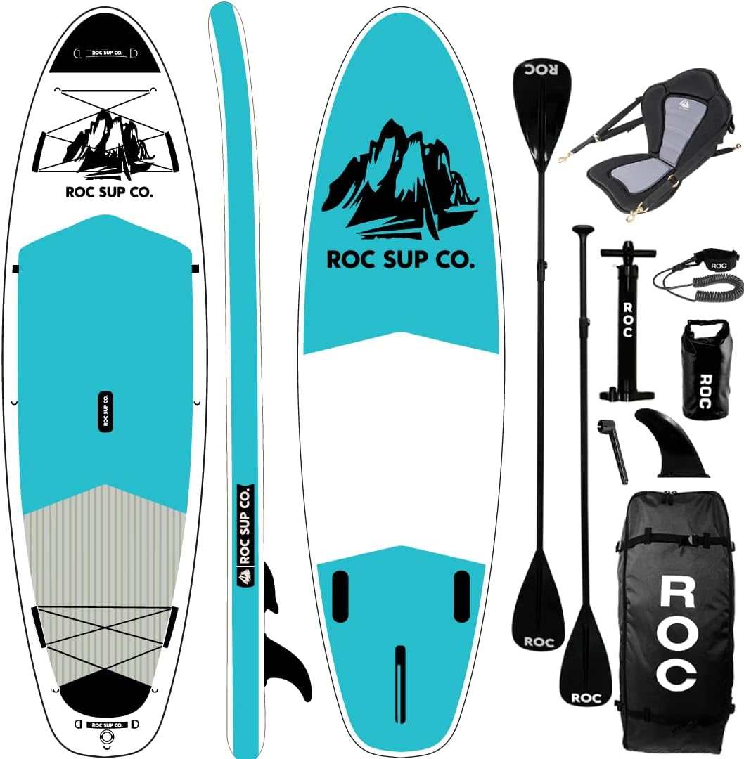 Roc Inflatable Stand Up Paddle Boards with Premium SUP Paddle Board Accessories, Wide Stable Design, Non-Slip Comfort Deck for Youth & Adults