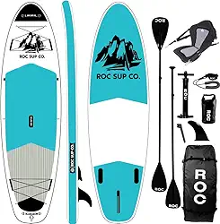 Roc Pranchas De Stand Up Paddle Infláveis De 10 Pés E 6 Pol. Com Acessórios De Prancha De Paddle Sup Premium, Design Amplo E Estável, Deck Confortável Antiderrapante Para Jovens E Adultos (Azul-Petról