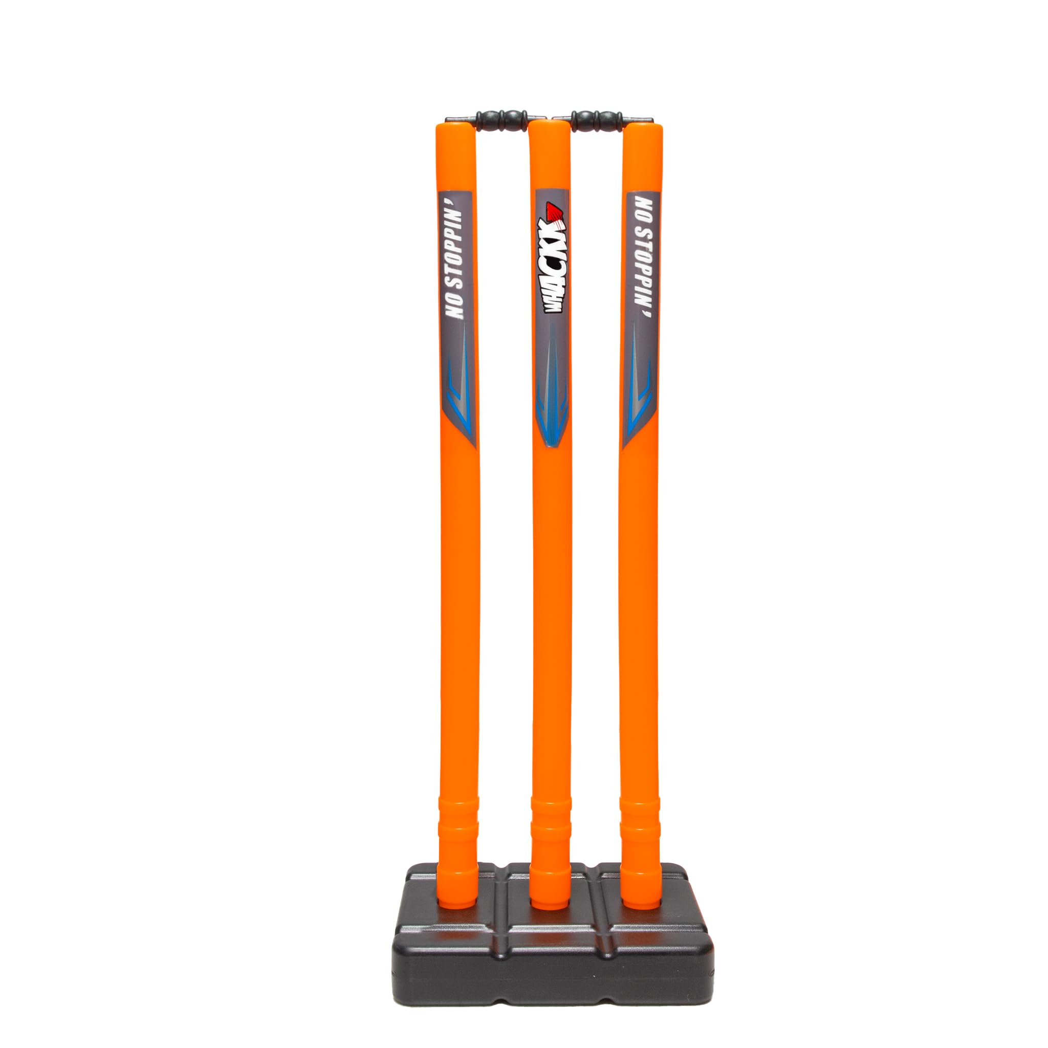 Whackk Cricket Orange Stumps with Stand/Plastic Wickets for Standard Cricket for Ground, Match, Tournament/Set with Stand & Bails-Plastic Wickets-image-44