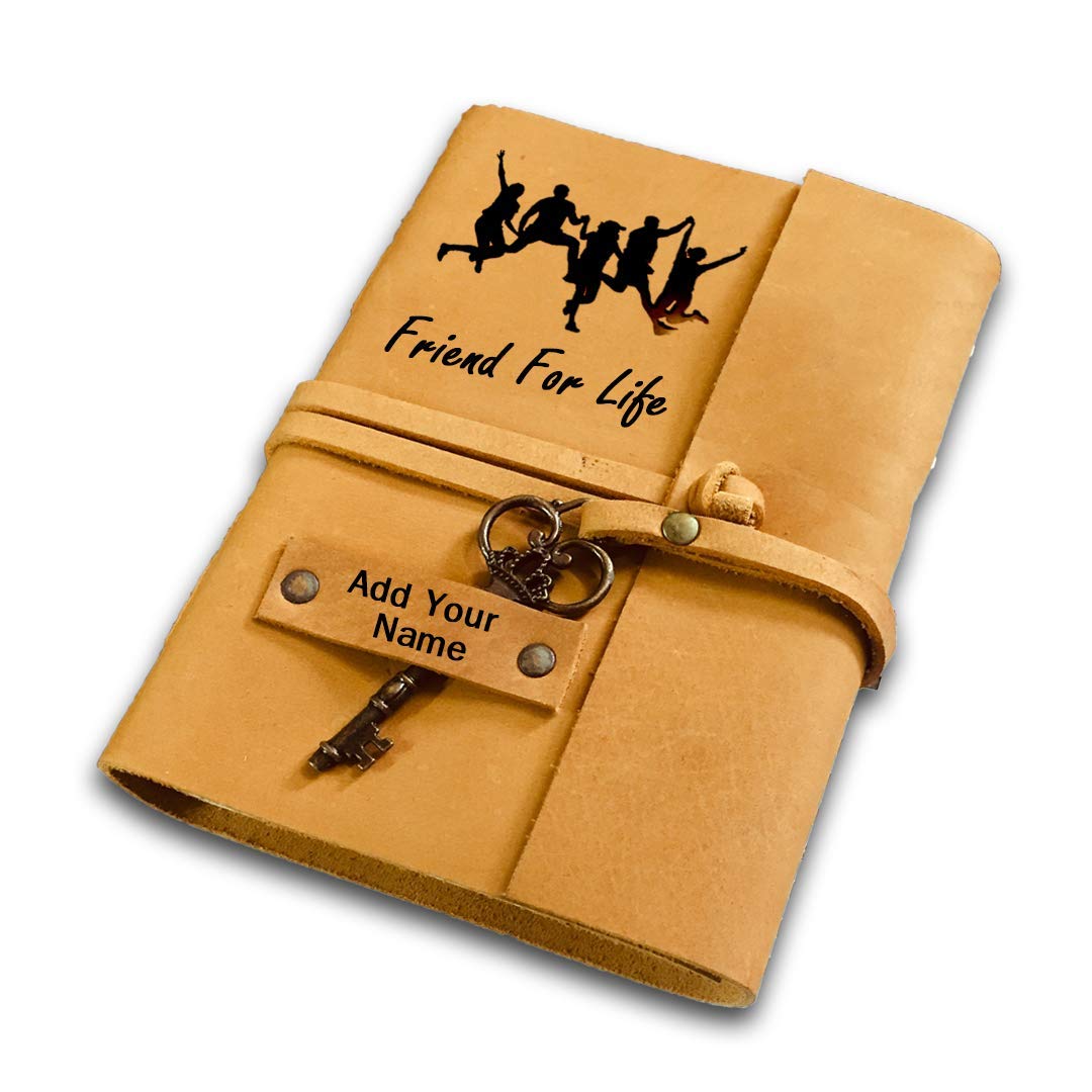 Di-Kraft Diario di scrittura realizzato a mano con copertina in pelle per foto, senza righe, diario personale con fogli per appunti, agenda giornaliera per coppie, regalo per coppie (marrone)