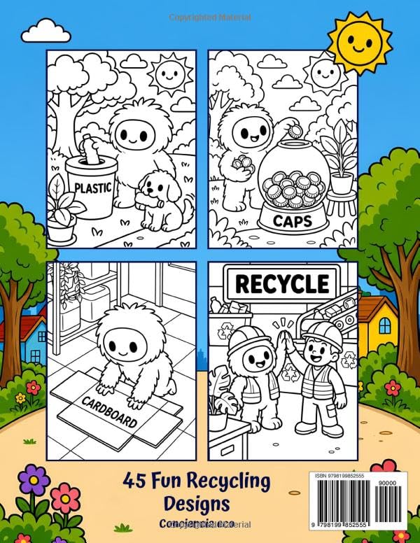Recycling Coloring Book: 45 Fun and Educational Recycling Activity Pages for Kids: Learn Waste Sorting, Composting, and How to Protect Our Planet image 3