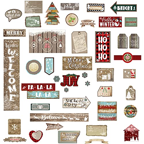 45 Pieces Winter Christmas Classroom Bulletin Board Decorations Home Sweet Classroom Bulletin Board Buffalo Plaid Joy Cutouts Classroom Decor Farmhouse Holiday Classroom Bulletin Board Decor
