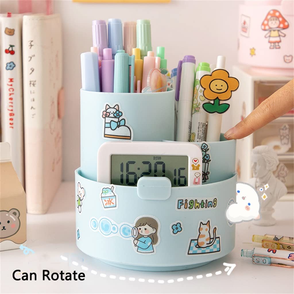 Portapenne Rotante Creativo Scatola portaoggetti Multifunzionale di Grande capacità, portapenne (Confezione da 3 12 * 12 cm)