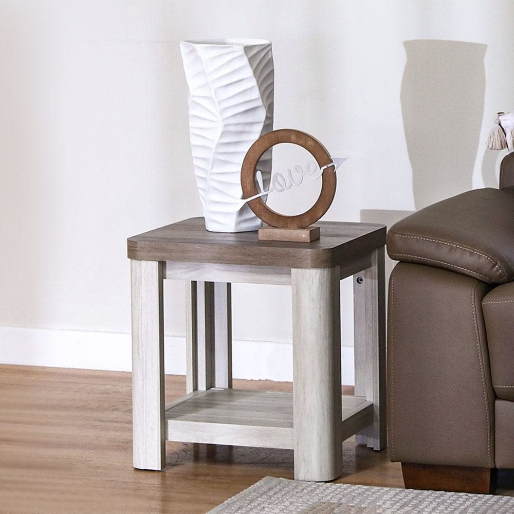 Danube Home Olivos End Table With Shelf | Multi-Functional Living Room Table | Space Saving Side Table | Modern Design Furniture For Home, Bedroom L 50 x W 50 x H 55 cm - Grey Oak