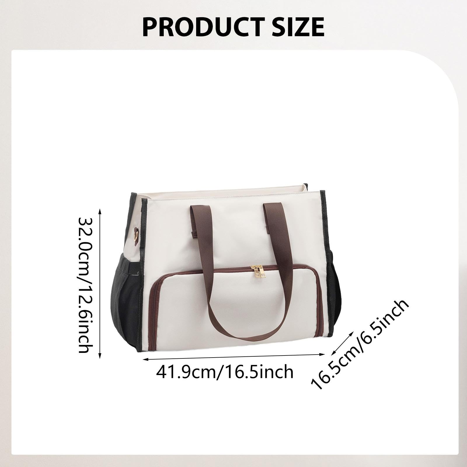 Amagogo Bolso de Mano para Mujer, isotérmico, Tipo, Multifuncional, de Gran Capacidad, Ideal para Viajes y Oficina, Negro Blanco Marrón