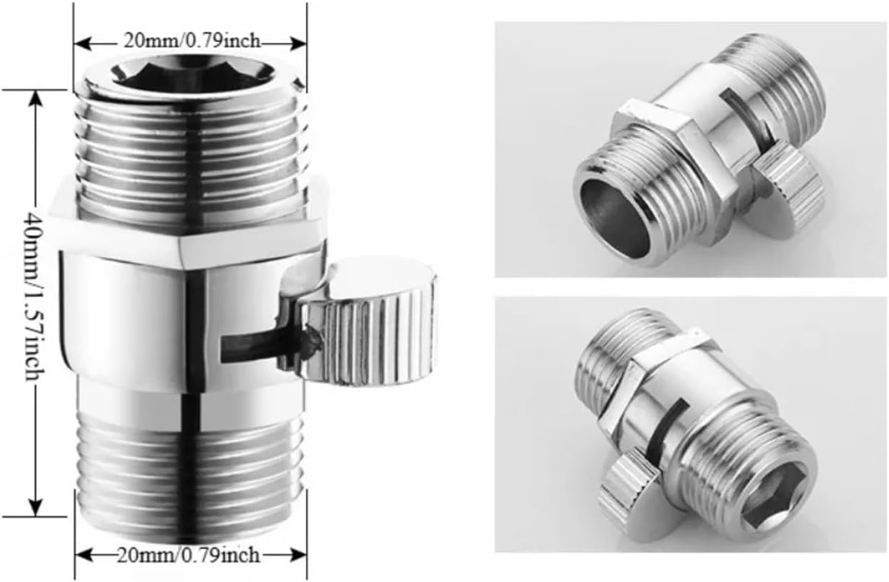 Shower Hose Shut Off Valve, Brass Shower Diverter Valve for Hand or Head Solid Shut Off Flow Control(Silver Switch2)