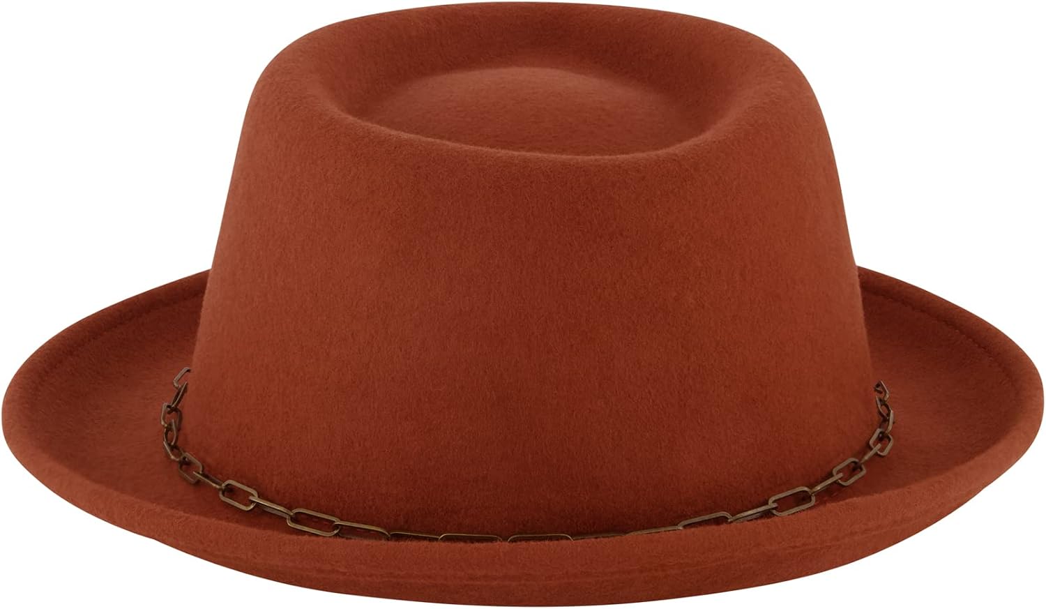Concept One Unisex Adult Christian Siriano New York Fedora Hat, Wool Felt Wide Brim Fedora Fashion Hat with Paper Clip Chain Band