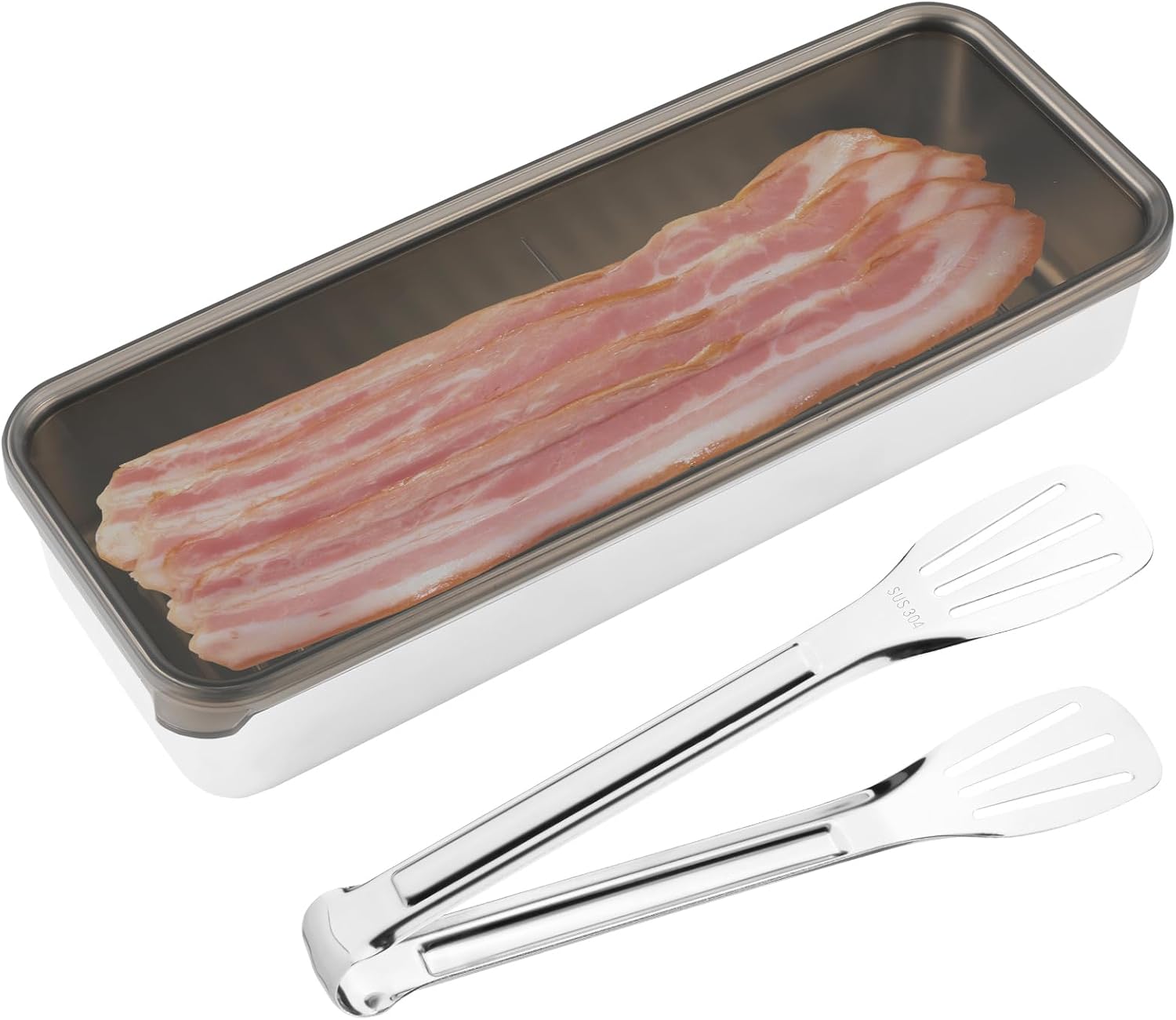 Bacon Keeper Container, Stainless Steel Deli Meat Containers with Lids Airtight Containers for