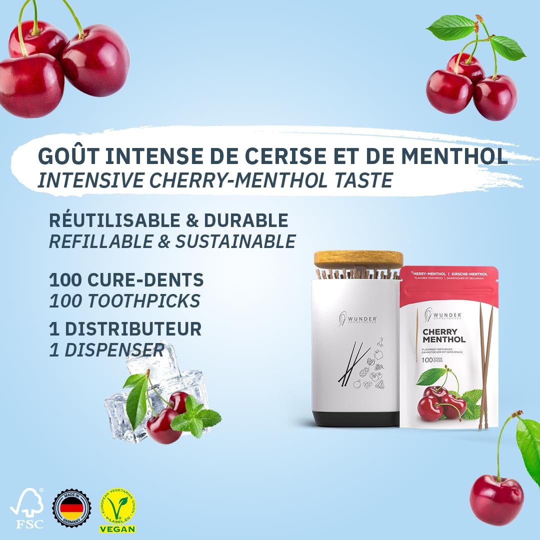 Wunder cure-dents aromatisés rechargeables - sans plastique - haleine fraîche anti-mauvaise haleine