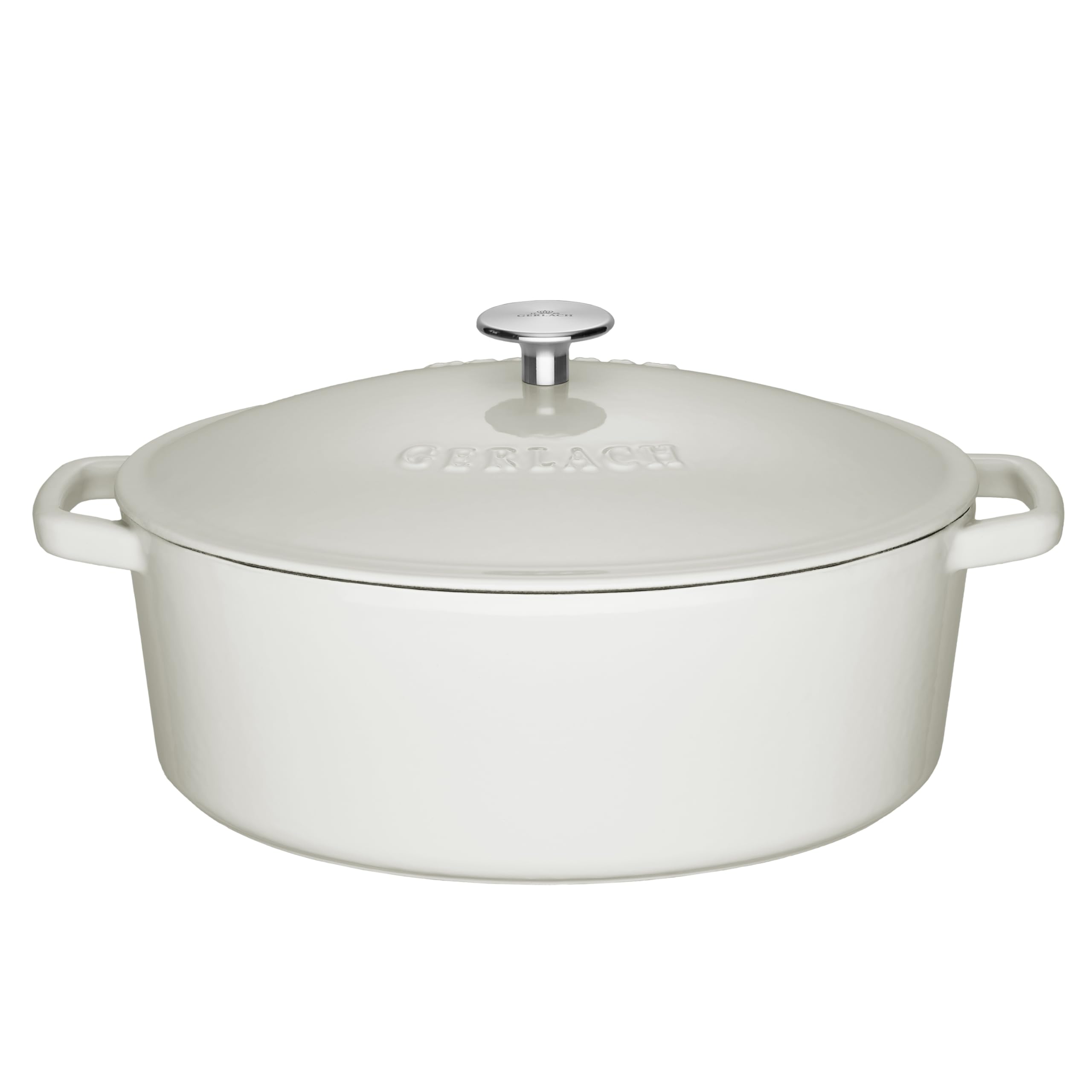 Gerlach Natur Iron Brytfanna Garnek Żeliwny Z Pokrywką Na Indukcję Gas Garnek Emaliowany Garnek do Pieczenia Chleba Biały 31 Cm 5,5 L