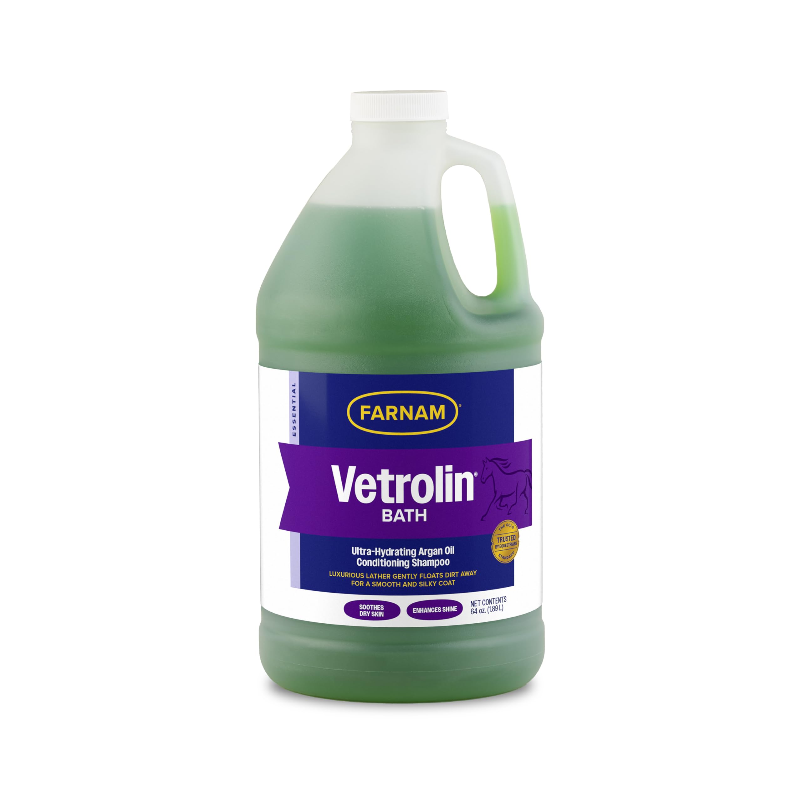 Farnam Vetrolin Bath, Ultra-Hydrating Argan Oil Conditioning Shampoo, Enhances Shine, Soothes Dry Skin, for Horses and Dogs, 64 oz.