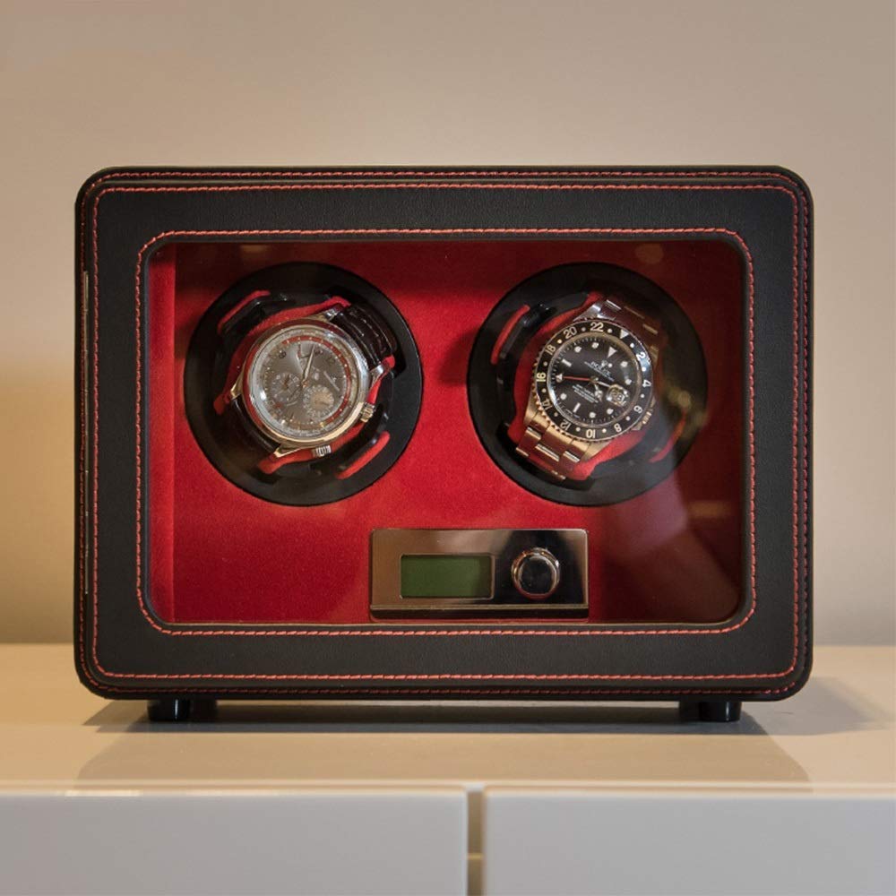 Uhrenbeweger, Zwei PU-Leder, hochwertiges LED-Display, automatisch, Uhrenbeweger, geräuschloser Rotationsmotor, Antimagnetisierung. 23,5 x 19,6 x 17,5 cm Needed