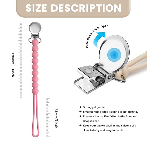 Miniatura 2 de Clips para chupete para bebés niñas  MORIBOX Paci Clip Calmar Baby Binky Soporte para Ducha Regalo de Cumpleaños Paquete de 2