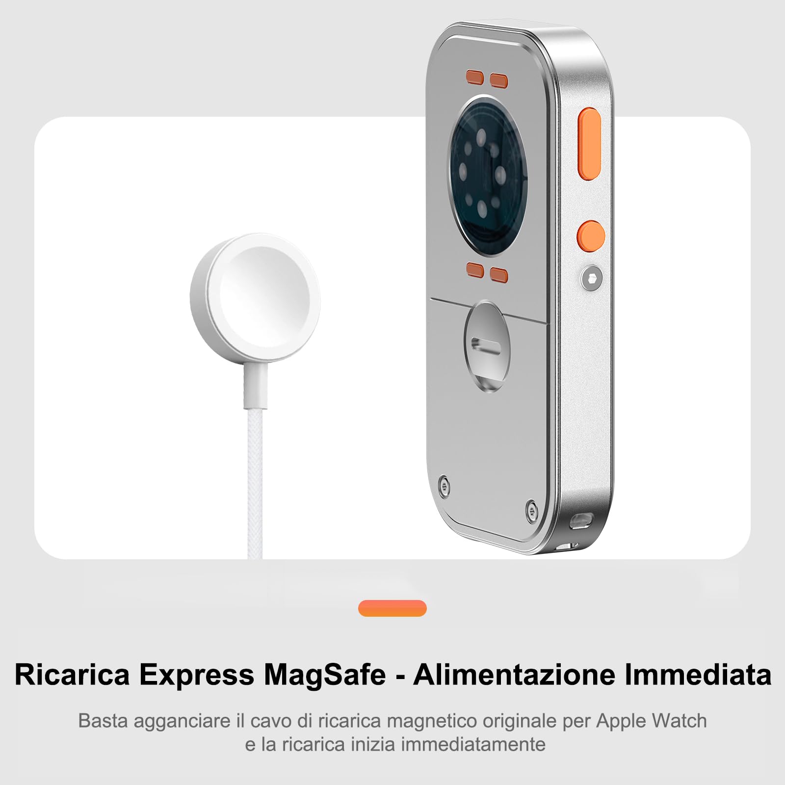 Custodia Protettiva in Lega di Alluminio Stile Retro iPod per Apple Watch Series 7/8/9 Quadrante grande, con Rotella di Scorrimento, Kit Music Player Compatibile con AirPods, per iWatch 45 mm