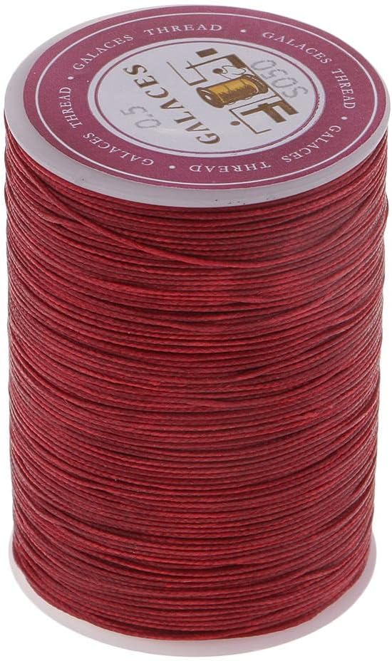 misppro 1 Spool 130 Meters 0.5mm Round Waxed Thread Leather Hand Sewing Stiching Cord - Deep Red