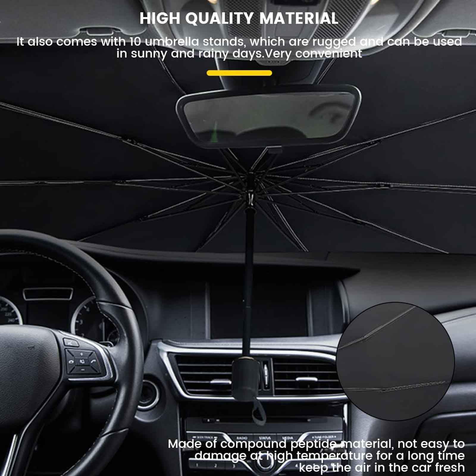 Auto Voorruit Zonnescherm Voor Opel Crossland X 2017-2023, 360° Rotatie Opvouwbare Voorruit Zonnescherm Paraplu Blokkeert UV Stralen Warmte-Isolatie Accessoires