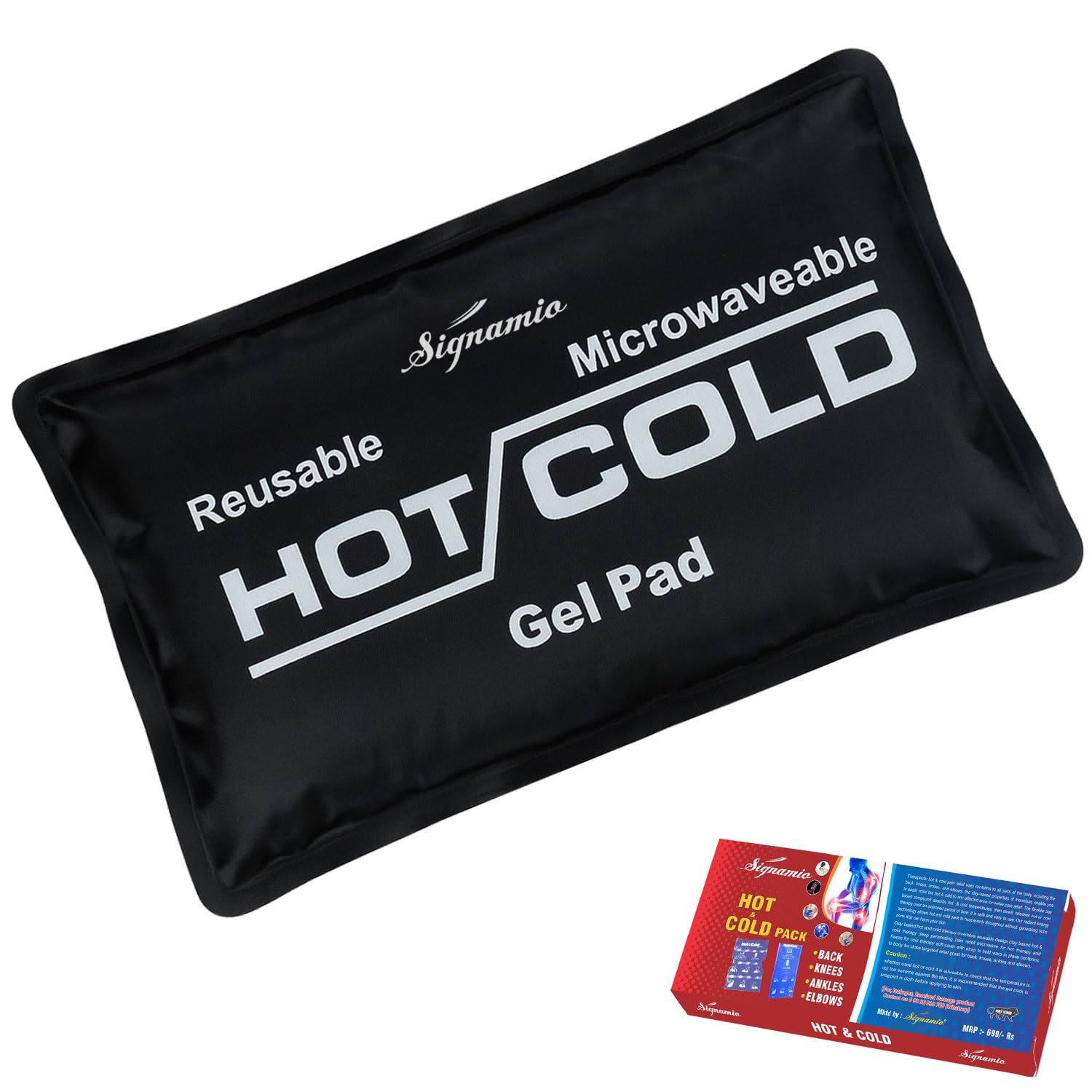 Hot and Cold Cooling heat flexible reusable compress microwave ice gel pad pack cool bag for knee feet back face neck and shoulder pain relief therapy - 1 Pcs - Blue