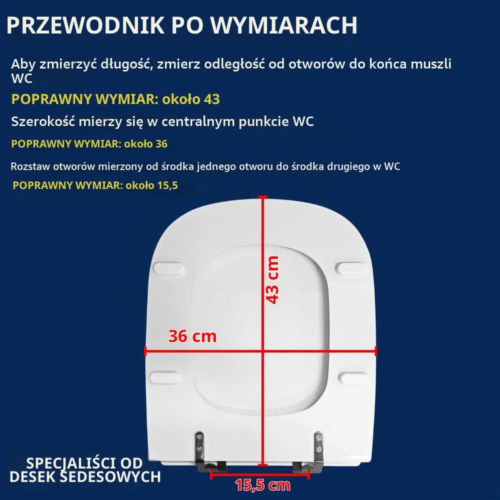 Deska sedesowa kompatybilna z Arcadia Bellavista z pochylonymi zawiasami, deska sedesowa z powłoką z żywicy poliestrowej, biała, błyszcząca, mocowanie, od góry | Hydro Home