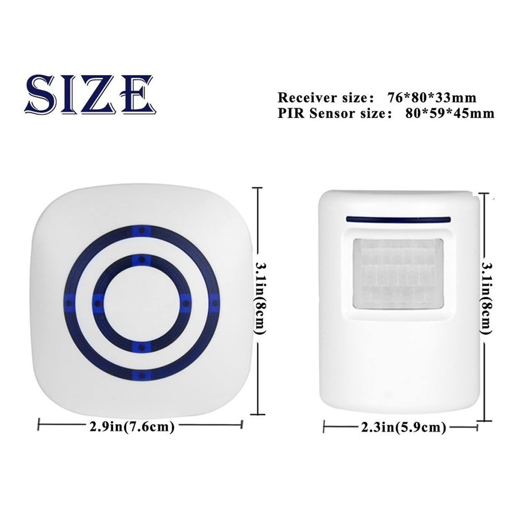 4X Enchufe de La UE Detector Sensor de Movimiento de Puerta de Negocios Alarma de Entrada de Seguridad de Casa con 1 Receptor Enchufable Y 1 Detector PIR Resistente A La Intemperie