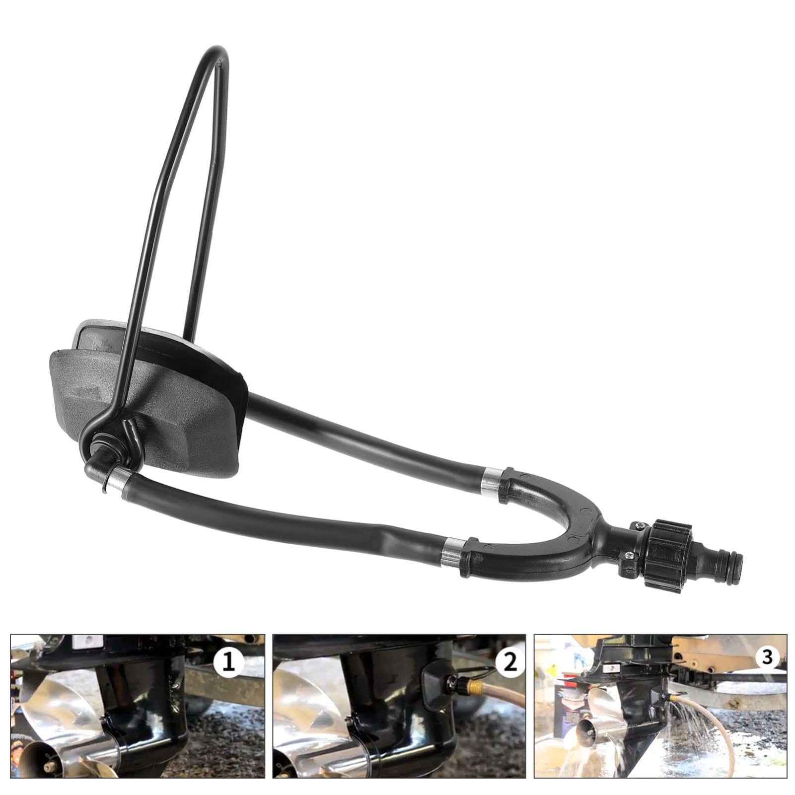 ifundom Boot Motorreiniger Dual Feed Spülanschluss Wasser Spülohren für Außenbordmotoren Motorreinigungswerkzeug mit Beschichtetem Federstahlrahmen