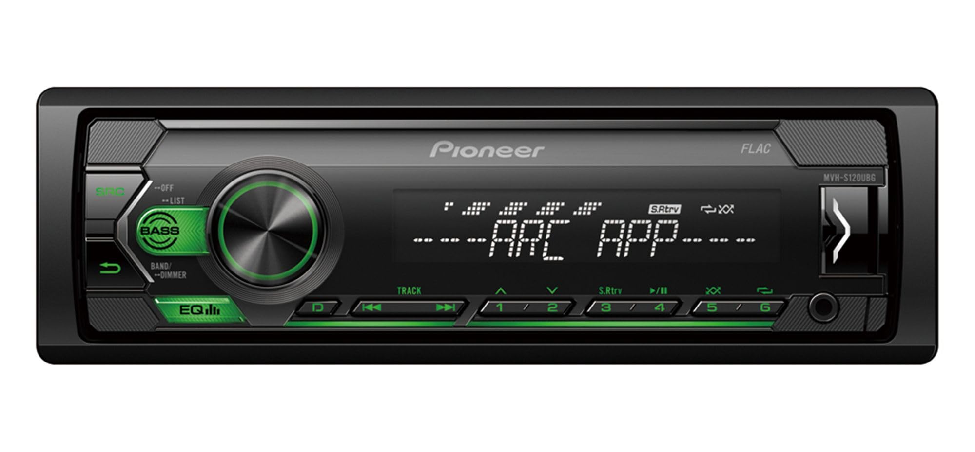 Pioneer Mvh-S120Ubg 1 Din Mechless Radio Car Receiever Aux Android Wma Mp3 Green from B&Q