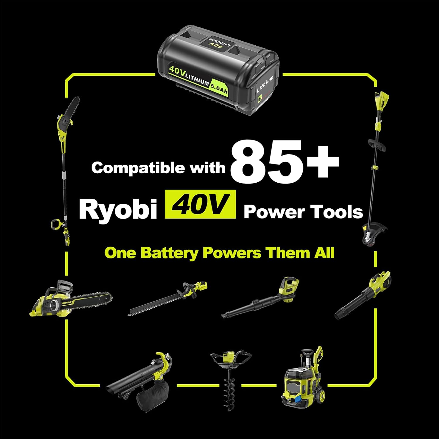 5.0Ah Replacement for Ryobi 40V Battery Lithium Ion Compatible with Ryobi Battery 40V Cordless Power 40 Volt Battery OP4040 OP40401 OP4026 OP40261 OP4050 OP40201 OP40601