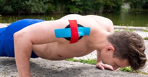 Miniatura 5 de axion Juego de 2 cintas de kinesiología precortadas, 20 cintas deportivas precortadas de 9.8 x 2.0 in, impermeable, agradable a la piel, ideal para