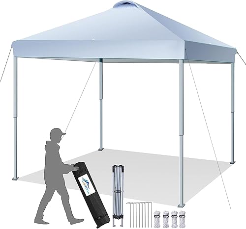 SlowSnail Tienda de campaña desplegable para exteriores, 10 x 10 pies, color rojo refugio solar instantáneo