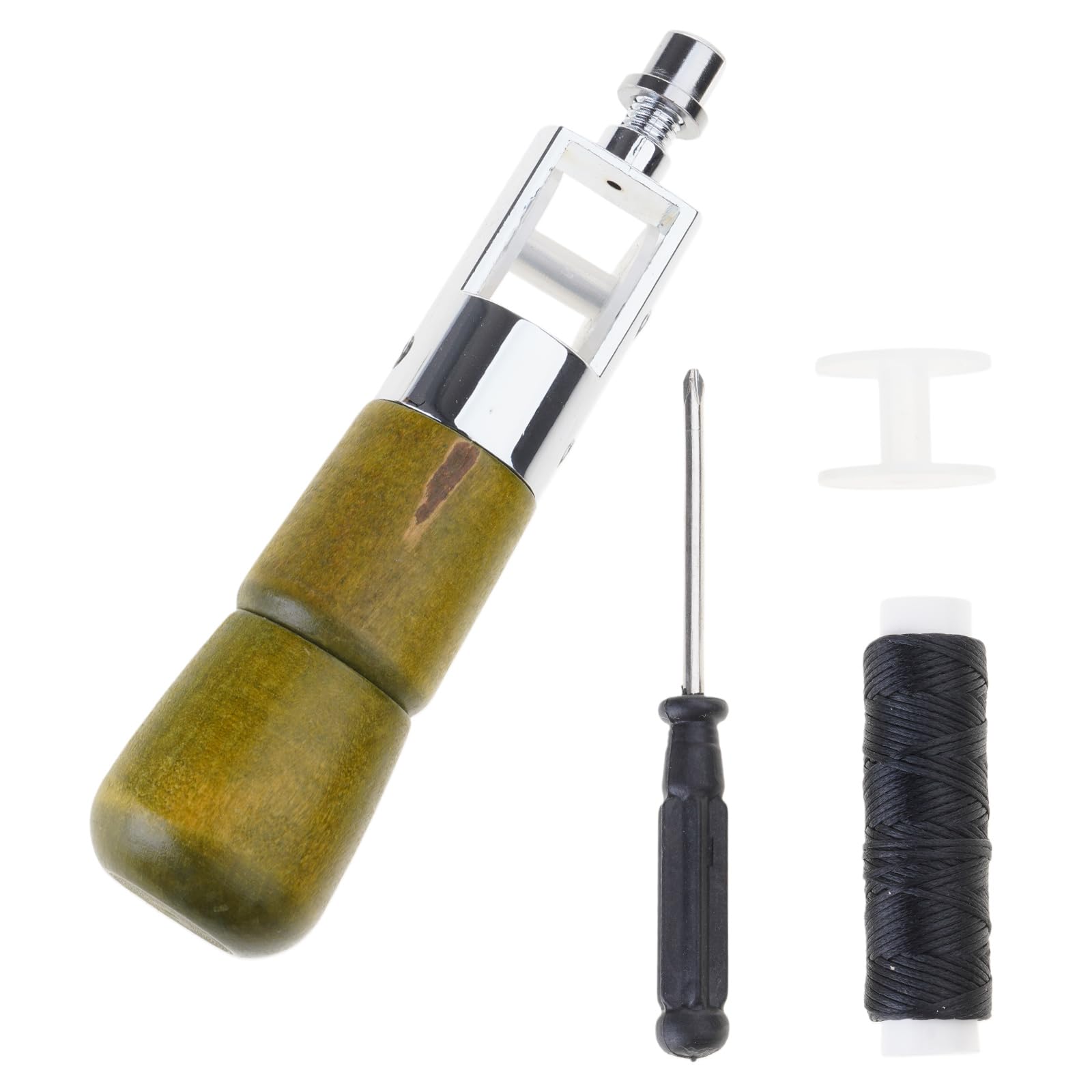 Holzgriff Nähahlen Leder Hand Stitcher Reparaturwerkzeug mit Nadelfaden Schraubendreher