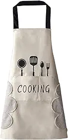 Avental Impermeável para Cozinha com Seca Mãos I Modelo que Não Molha a Roupa I Ideal para Lavar Louça e Cozinhar I Bolso Frontal Funcional I Three Brothers