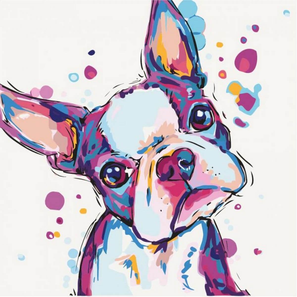 SanZez Diamond Painting,Colorful Boston Terrier,5D Diamond Art Kits for Adults,Mosaic Crystal Craft Kits for Home Wall Decor 50x50cm