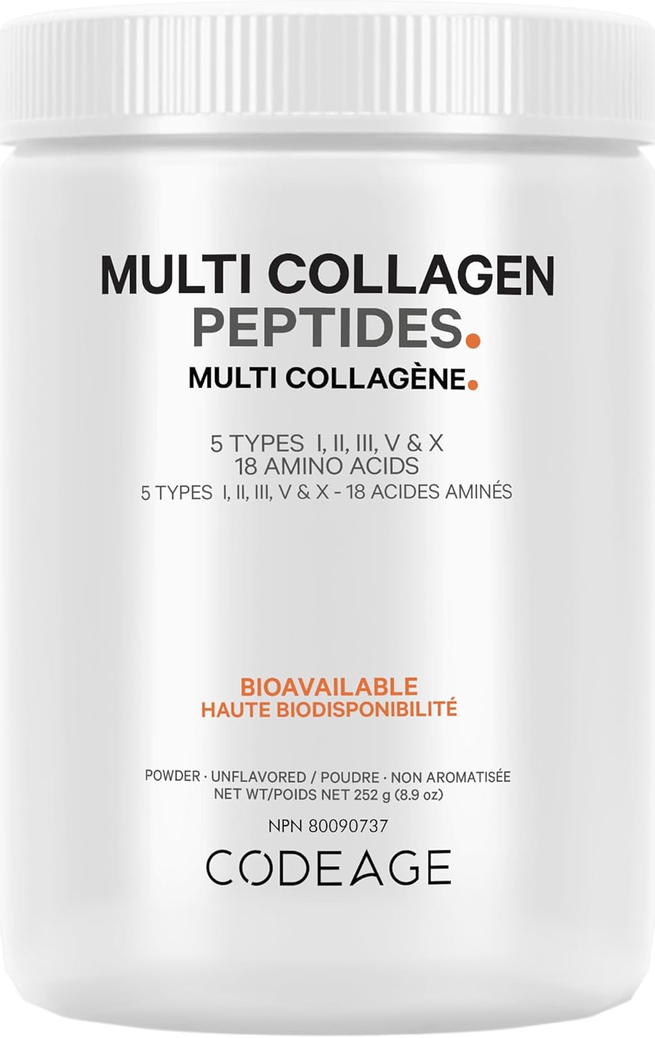 Codeage Multi Collagen Protein Powder Hydrolyzed, Type I, II, III, V, X, Grass Fed All in One Super Bone Broth and Collagen, 8.9 Ounces Codeage Multi Collagen Protein Powder Hydrolyzed, Type I, II, III, V, X, Grass Fed All in One Super Bone Broth and Collagen, 8.9 Ounces
