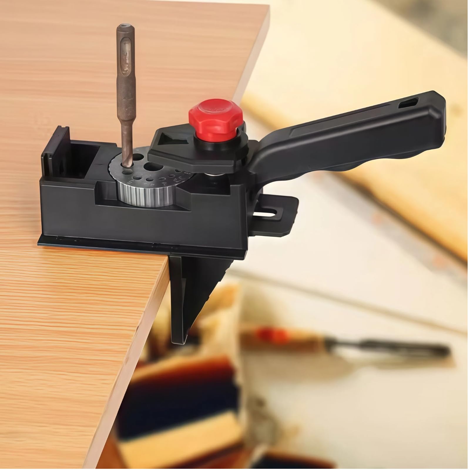 Photo 1 of 1pc Adjustable Drill Guide Kit for Woodworking - Precision Hole Drilling, Durable Plastic Structure, Automatic Alignment, 3-12mm Woodworking Tool