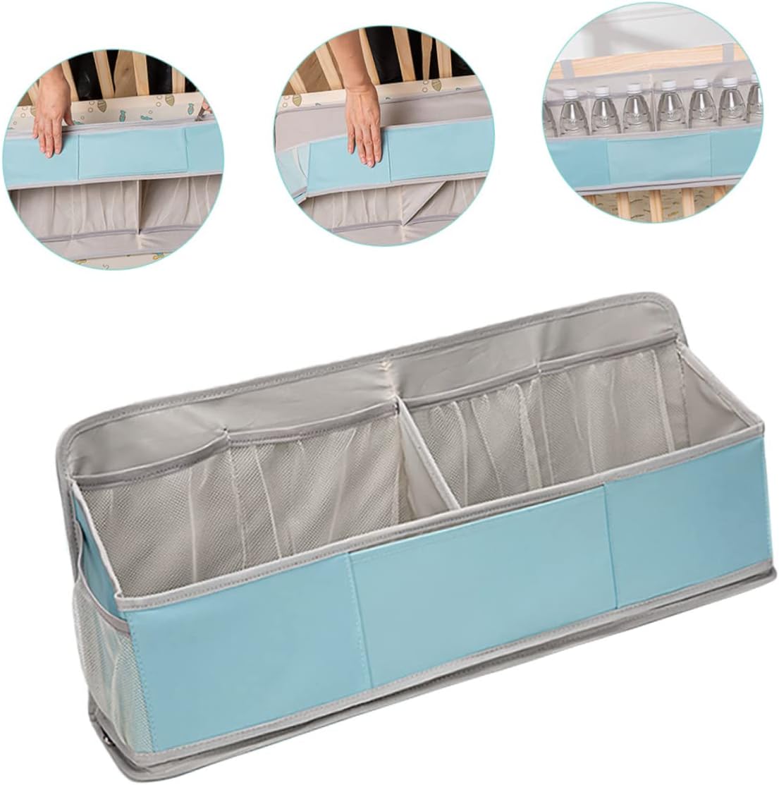 Kisangel Hanging Diaper Organizer Nursery Organizer Changing Table Diaper Stacker Oxford Material Versatile Storage Bag for Cribs Changing Tables