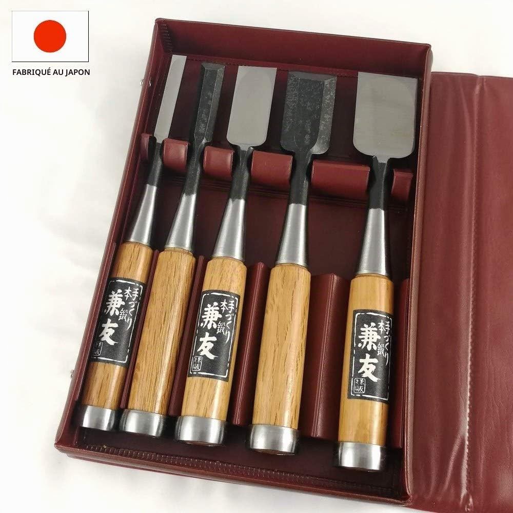 Lot de 5 Fer japonais Shirogami, Oire, Canetomo avec sac